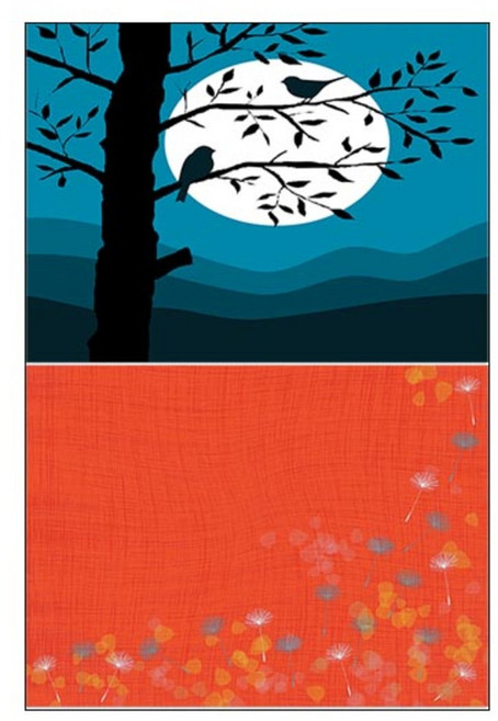 LoemDesign 실리콘 식탁매트 나무와새 + 민들레홀씨, 혼합 색상, 385 x 285 mm, 1개