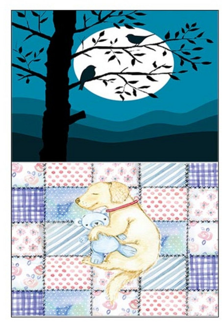 LoemDesign 실리콘 식탁매트 나무와새 + 낮잠, 혼합 색상, 385 x 285 mm, 1개