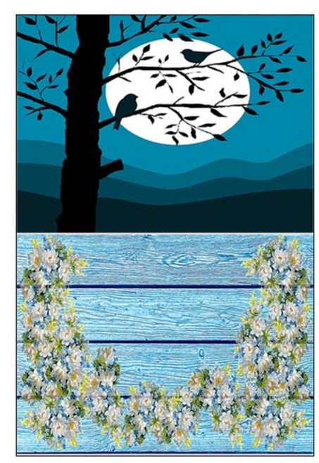 LoemDesign 실리콘 식탁매트 나무와새 + 월드플라워, 혼합 색상, 385 x 285 mm, 1개