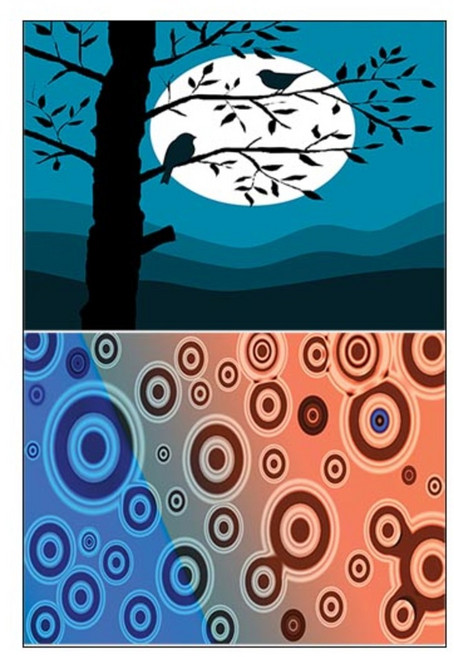 LoemDesign 실리콘 식탁매트 나무와새 + 동그라미, 2, 385 x 285 mm, 1개