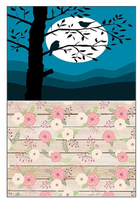 LoemDesign 실리콘 식탁매트 나무와새 + 장미패턴, 혼합 색상, 385 x 285 mm, 1개