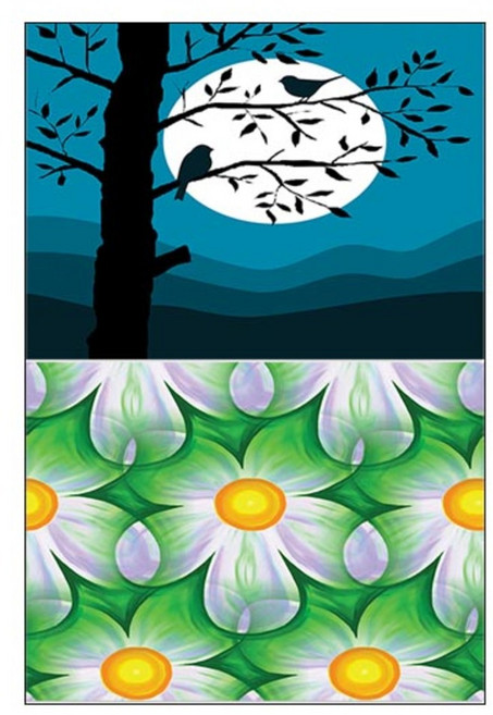 LoemDesign 실리콘 식탁매트 나무와새 + 왕꽃, 혼합 색상, 385 x 285 mm, 1개