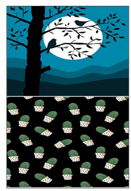 LoemDesign 실리콘 식탁매트 나무와새 + 꼬마선인장, 2, 385 x 285 mm, 1개