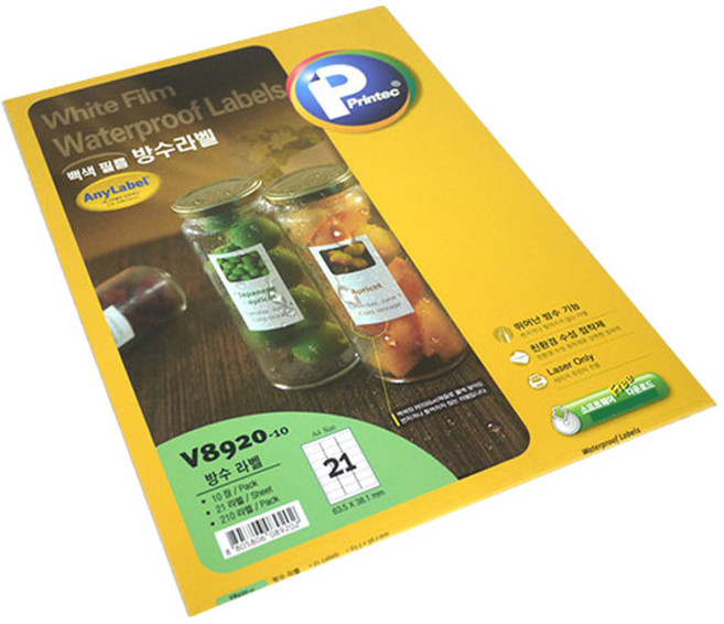 프린텍 방수 라벨지 V8920-10, 21칸, 10개