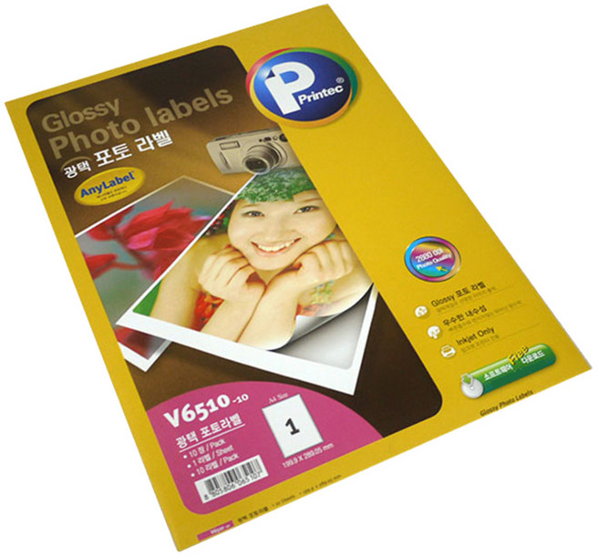 프린텍 애니 포토 유광 라벨지 V6510-10, 1칸, 10개