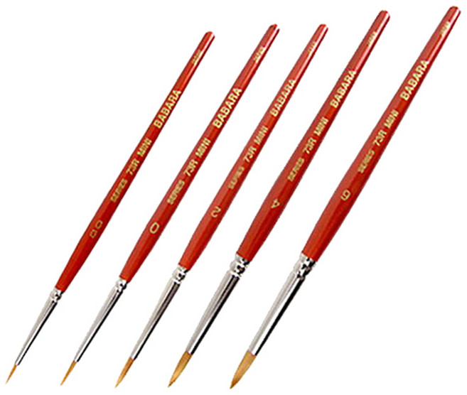 BABARA 세필붓 5본조 세트, 00호, 0호, 2호, 4호, 6호, 1세트