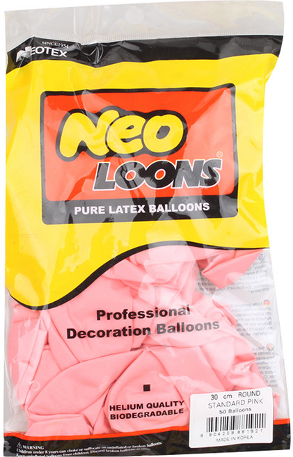 네오텍스 30 cm 라운드풍선, 스탠다드 핑크, 50개