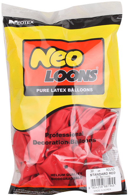 네오텍스 30cm 라운드풍선, 스탠다드 레드, 1개