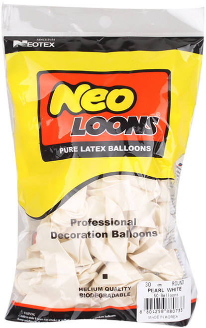 네오텍스 라운드풍선 30cm, 펄 화이트, 50개입