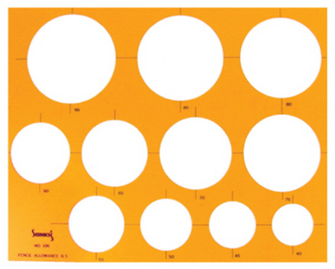 산키스 템플렛 원형정규 도형자 40~90mm No.106, 1개