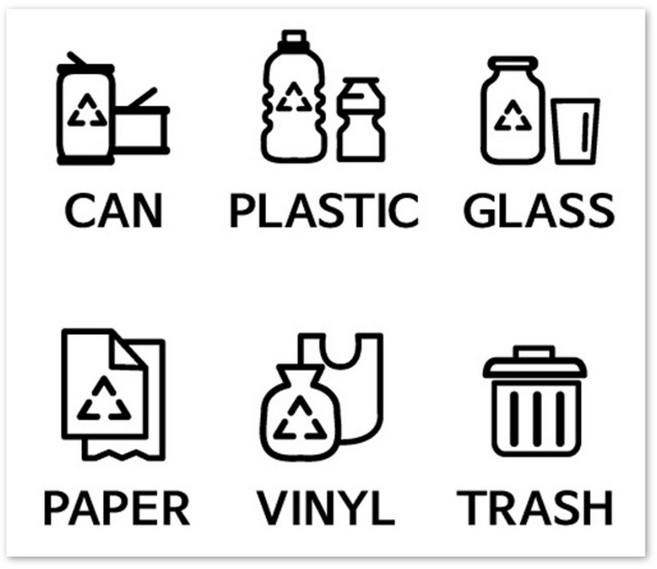 루키마켓 인테리어 분리수거 스티커, 블랙