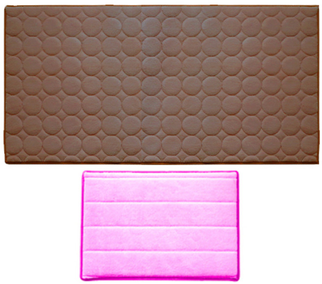 아레스 주방매트 사각 연핑크 + 원형, 브라운