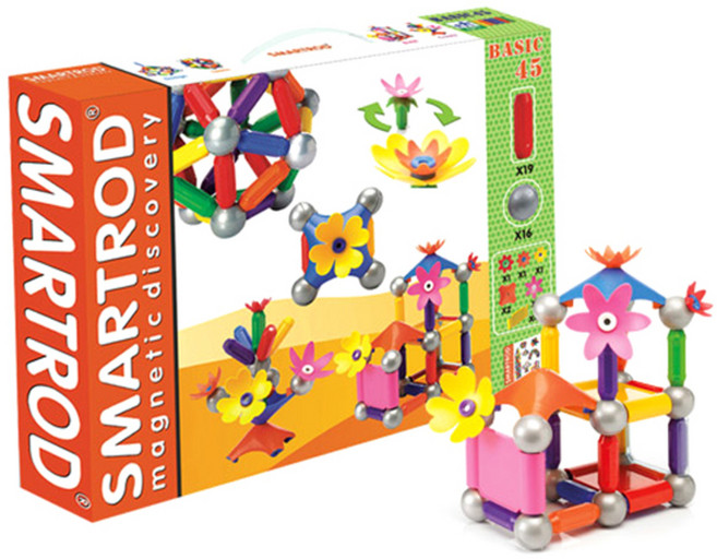 스마트로드 파파스토이 플라워 자석블록 45p, 혼합 색상, 1개