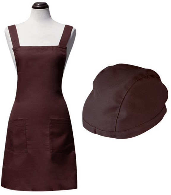 바이데코 방수 솔리드 두건 + 앞치마 세트, 브라운, 1세트