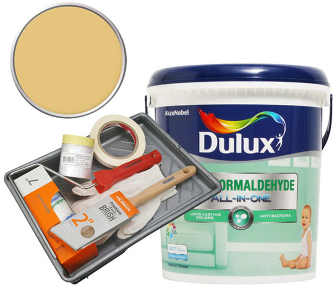 듀럭스 안티 포름알데히드 올인원 페인트 세트, Victorian Yellow, 3L, 1개