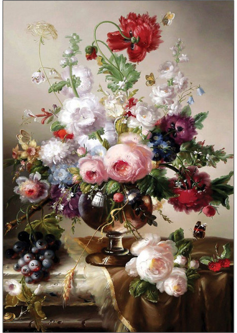 퍼즐코리아 꽃이 만발한 꽃병과 나비 직소퍼즐 3166, 1000피스, 혼합색상, 1개