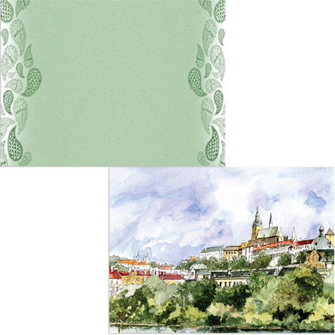 벨라 실리콘 식탁매트 도시풍경1 세트, 도시풍경1, 물방울, 385 x 285 mm