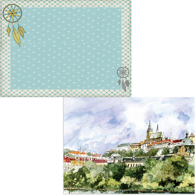 벨라 실리콘 식탁매트 도시풍경1 세트, 도시풍경1, 인디언깃털, 385 x 285 mm