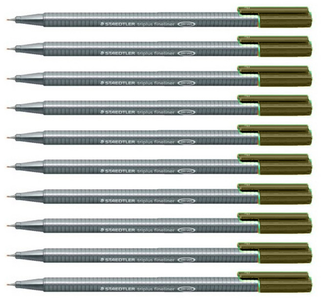 스테들러 트리플러스 화인라이너 334 수성펜 0.3mm, 57olivegreen, 10개