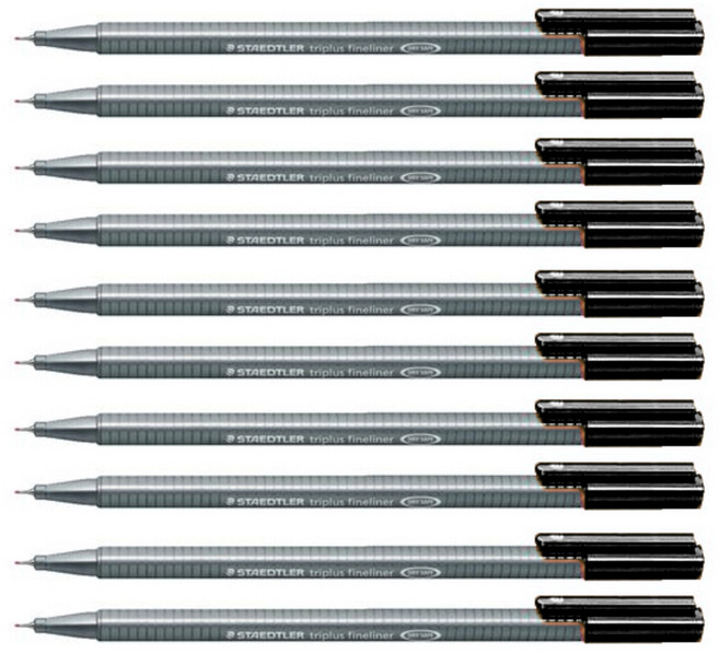 스테들러 트리플러스 화인라이너 334 수성펜 0.3mm, 9black, 10개