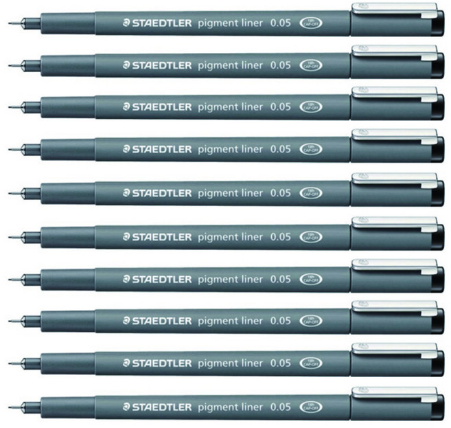 스테들러 피그먼트 라이너 308 잉크펜 0.05mm, 블랙, 10개