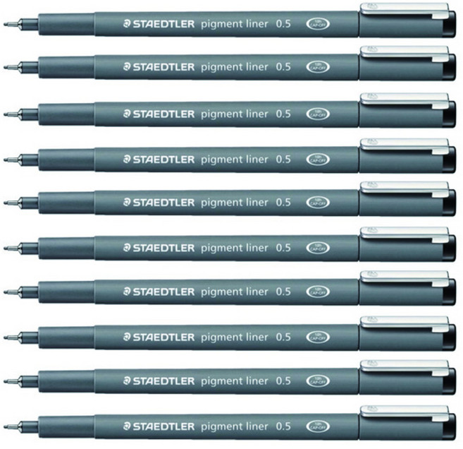 스테들러 피그먼트 라이너 308 잉크펜 0.5mm, 블랙, 10개