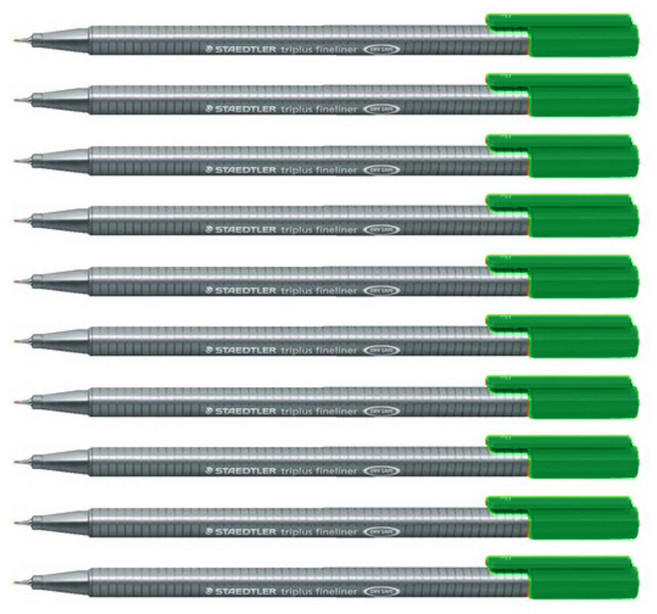 스테들러 트리플러스 화인라이너 334 수성펜 0.3mm, 52sapgreen, 10개