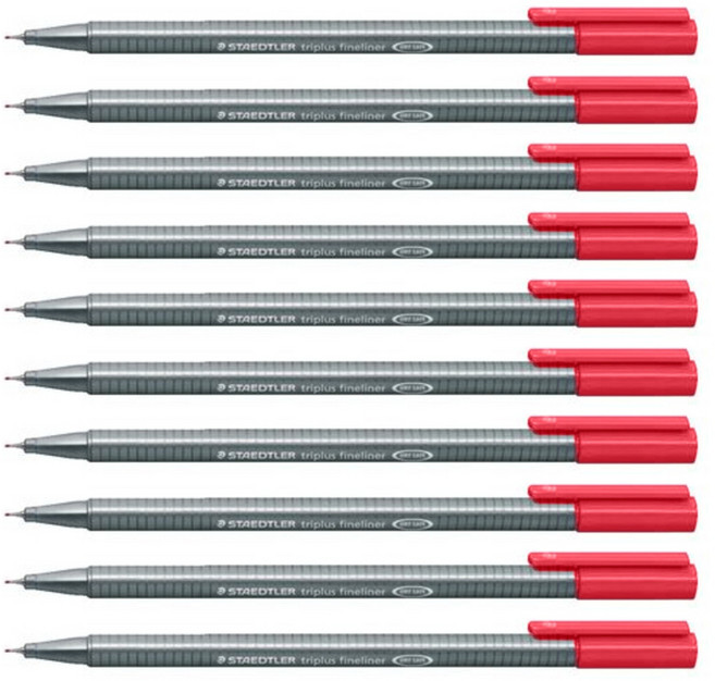 스테들러 트리플러스 화인라이너 334 수성펜 0.3mm, 29carminered, 10개