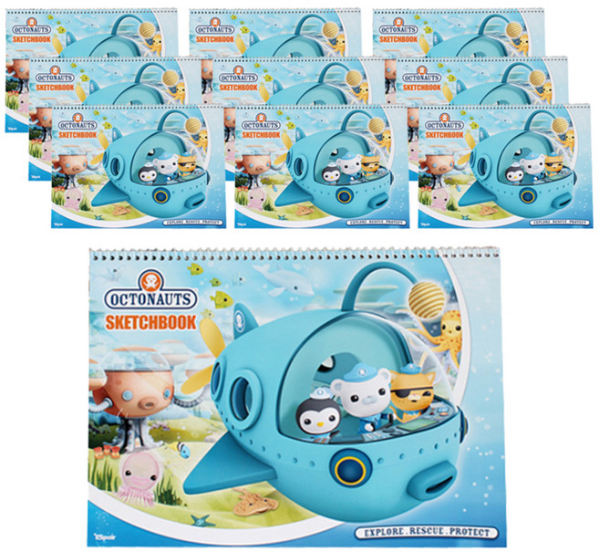 옥토넛 바다탐험대 스케치북 10p 랜덤발송, 가로 345mm x 세로 250mm, 10매