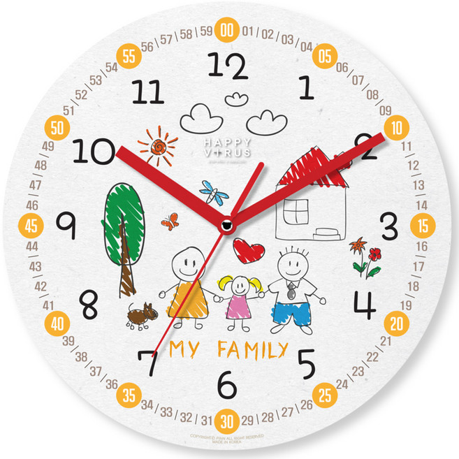 HAPPYVIRUS 어린이 교육용 벽시계, 2131우리가족