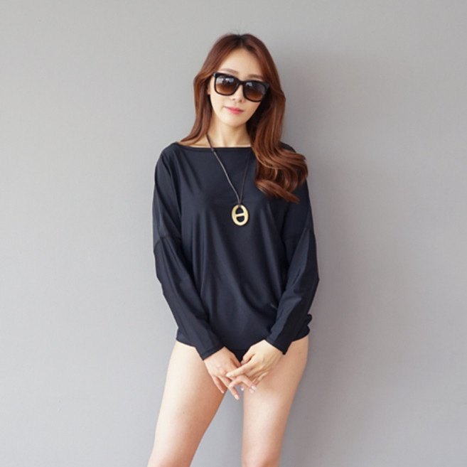 래시플 여성용 가오리 래쉬가드, 블랙