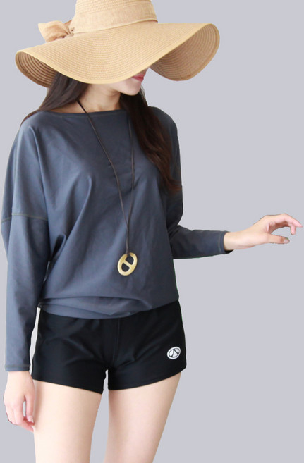 래시플 여성용 가오리 래쉬가드, 그레이