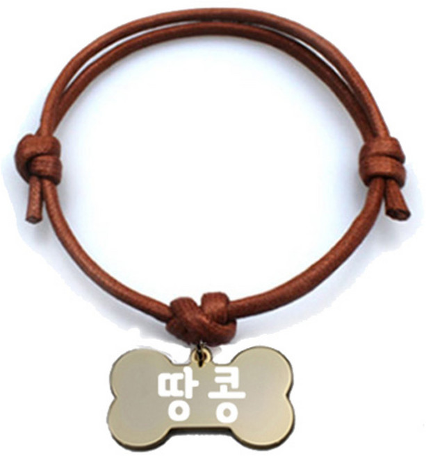 펫츠룩 굿모닝 카라멜 반려동물 목걸이 M + 메탈뼈다귀형 팬던트 M, 골드(땅콩), 1개