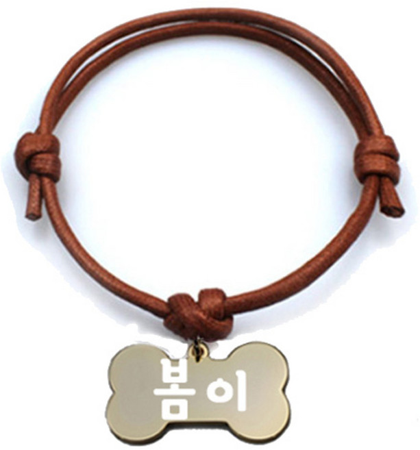 펫츠룩 굿모닝 카라멜 반려동물 목걸이 M + 메탈뼈다귀형 팬던트 M, 골드(봄이), 1개