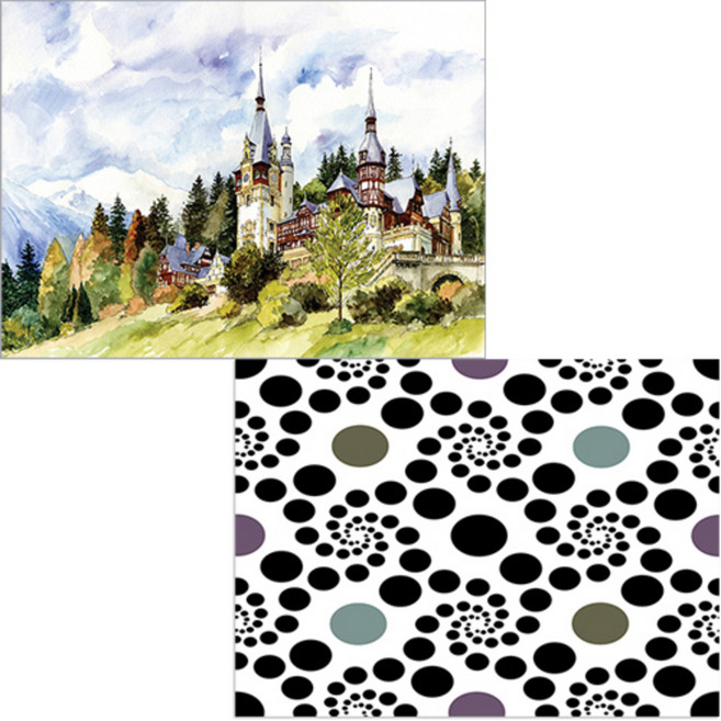 벨라 실리콘 식탁매트 동굴이 + 풍경, 혼합 색상, 385 x 285 mm, 두께 1mm