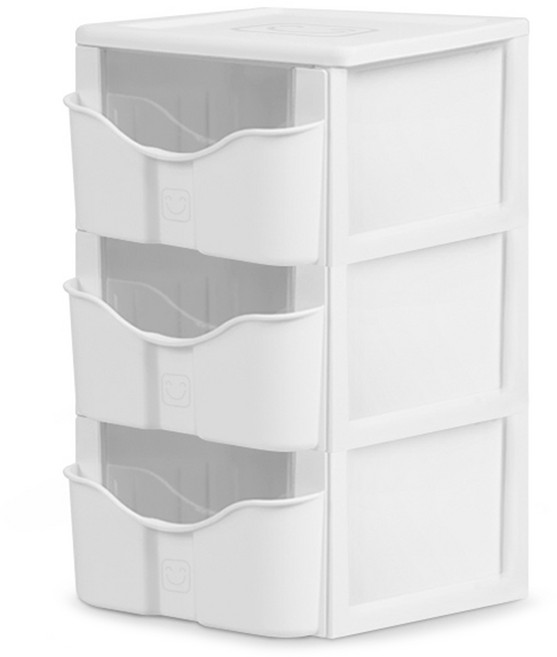 스마일 스마트 서랍장 베이직 3단, 화이트, 1세트