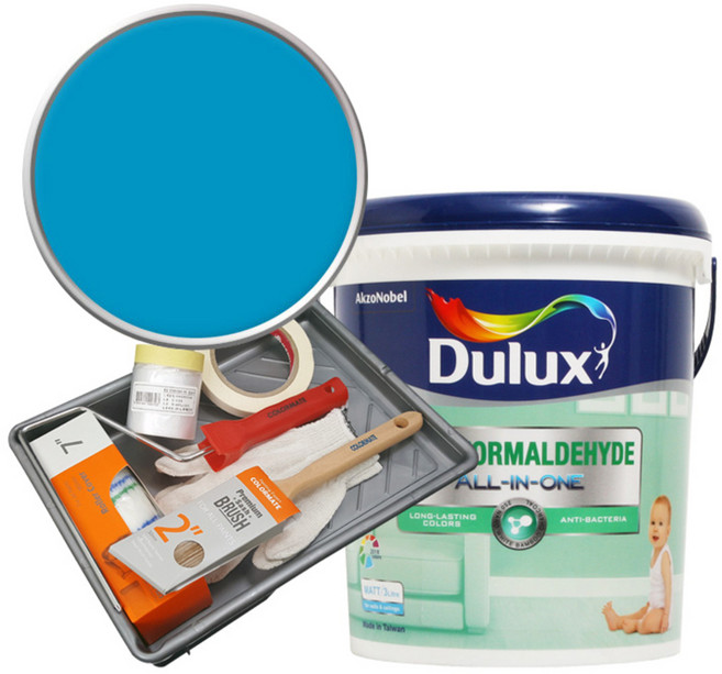 듀럭스 안티 포름알데히드 올인원페인트 세트, Blissfull Blue, 3L, 1개