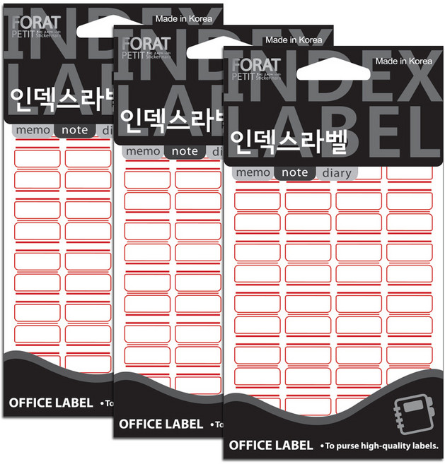 쁘띠팬시 인덱스라벨 일반 견출지 스티커 20-101R, 20개입, 3개