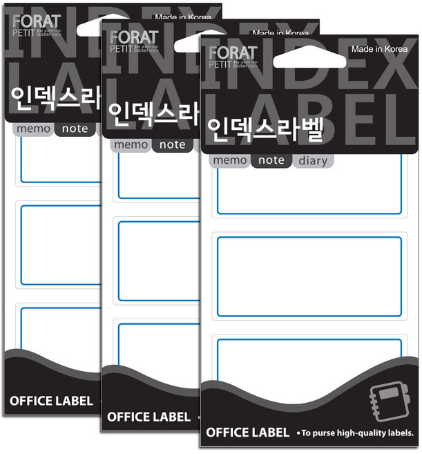 쁘띠팬시 인덱스라벨 일반 견출지 20-203B 18p, 파랑, 18개입, 3개