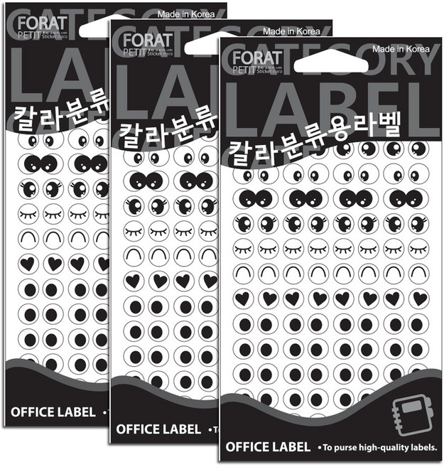 쁘띠팬시 눈알스티커 모양 견출지 20-015, 12개입, 3개