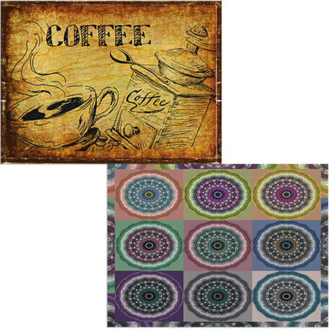 벨라 실리콘 식탁매트 2p 동그라미패턴 세트, 동그라미패턴, 커피, 385 x 285 mm, 두께 1mm, 1개