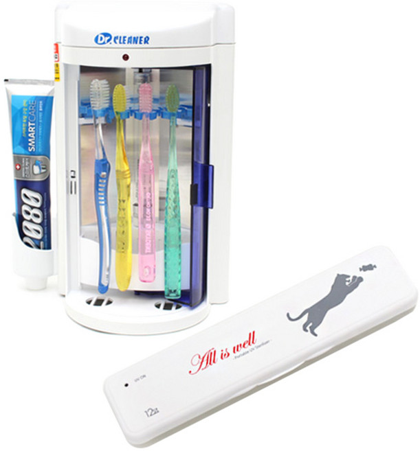 닥터크리너 가정용 칫솔살균기 DR-21 + 휴대용 건전지 USB 겸용 12간지 칫솔살균기 BIO-301, 가정용(DR-21), 휴대용(BIO-301)