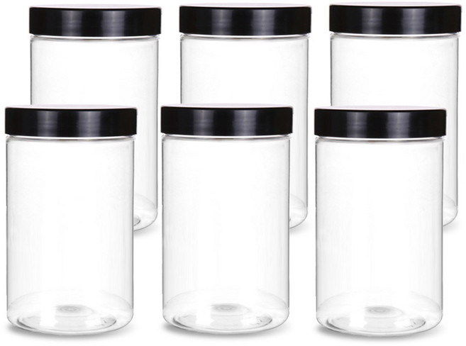 미르코리아 팜스원형 밀폐용기 블랙, 6개, 600ml