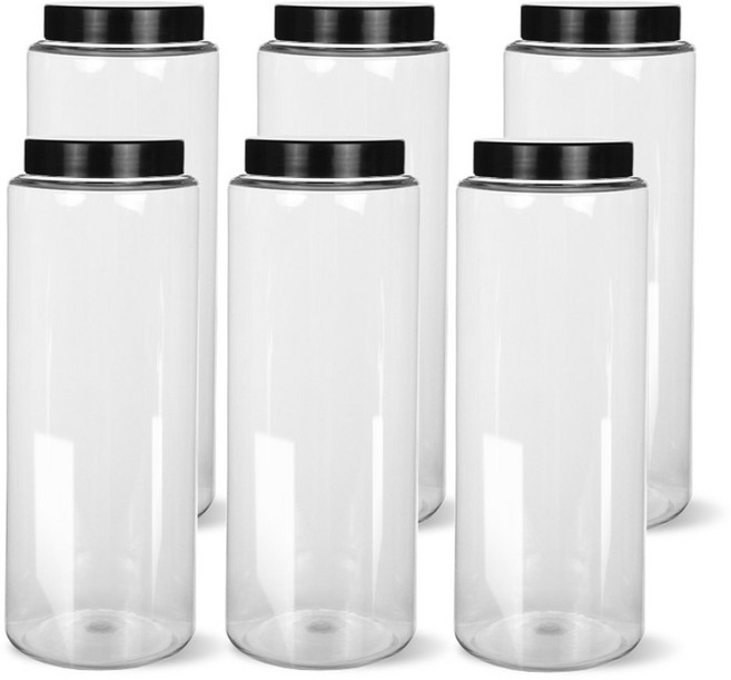 미르코리아 팜스원형 밀폐용기 블랙, 6개, 1.5L