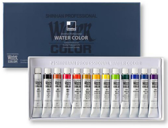 신한화구 전문가용 수채화물감 세트, 7.5ml, 13색