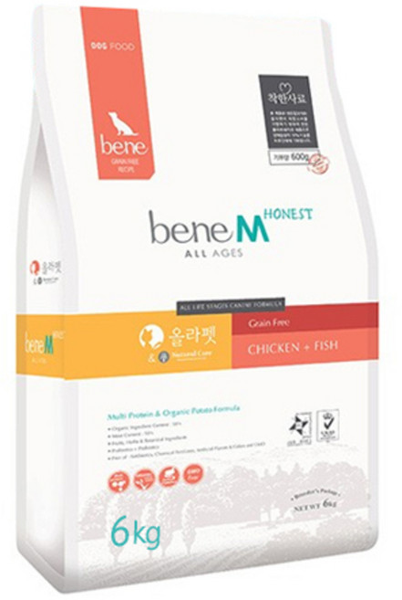 네츄럴코어 닭고기 베네M HONEST 반려견 사료, 6kg, 1개
