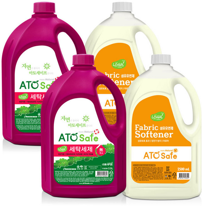 아토세이프 액체 세탁세제 본품 2.5L 2p + 섬유유연제 후리지아 본품 2.5L 2p, 1세트