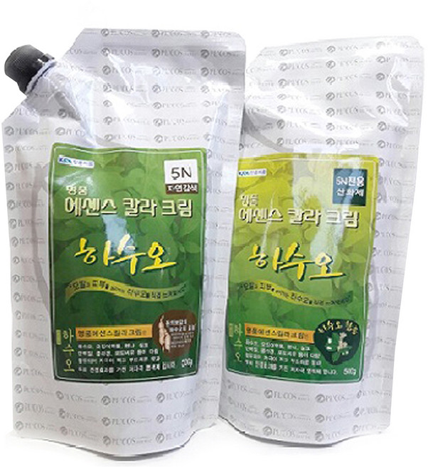 피엘코스메틱 명품 에센스 칼라 크림 염색제 1제 500ml + 2제 500ml, 5N자연갈색, 1세트