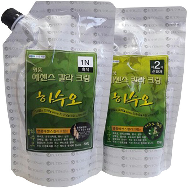 피엘코스메틱 명품 에센스 칼라 크림 염색제 1제 500ml + 2제 500ml, 1N흑색, 1개