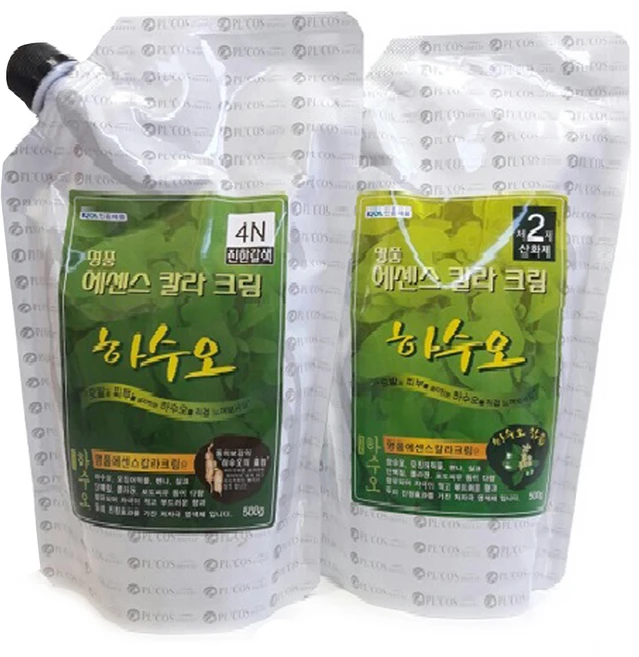 피엘코스메틱 명품 에센스 칼라 크림 염색제 1제 500ml + 2제 500ml, 4N진한갈색, 1개 - 쿠팡